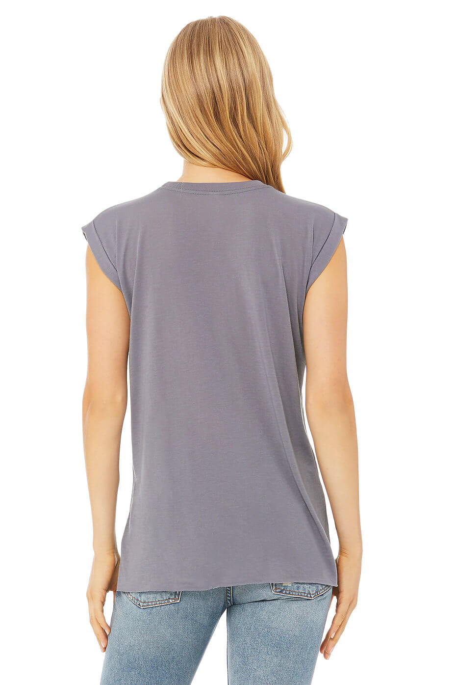 WOMEN'S FLOWY MUSCLE TEE WITH ROLLED CUFF